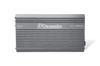 US Acoustics Kristy 4-channel Class D amplifier, top view of the brushed grey finned heatsink with the Kristy name and 4ch x 100Watts marking